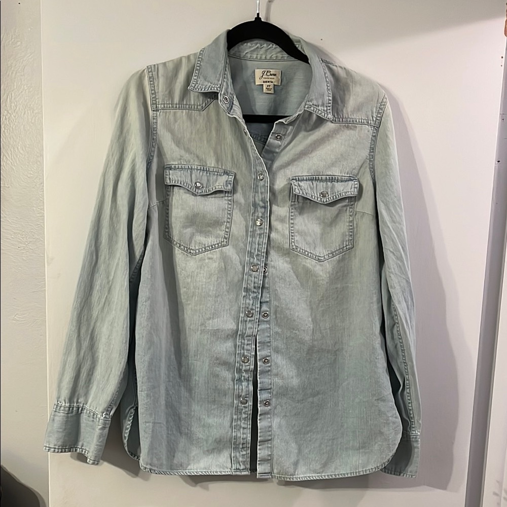 J. Crew Light Denim Long Sleeve Button Down - 8 Tall